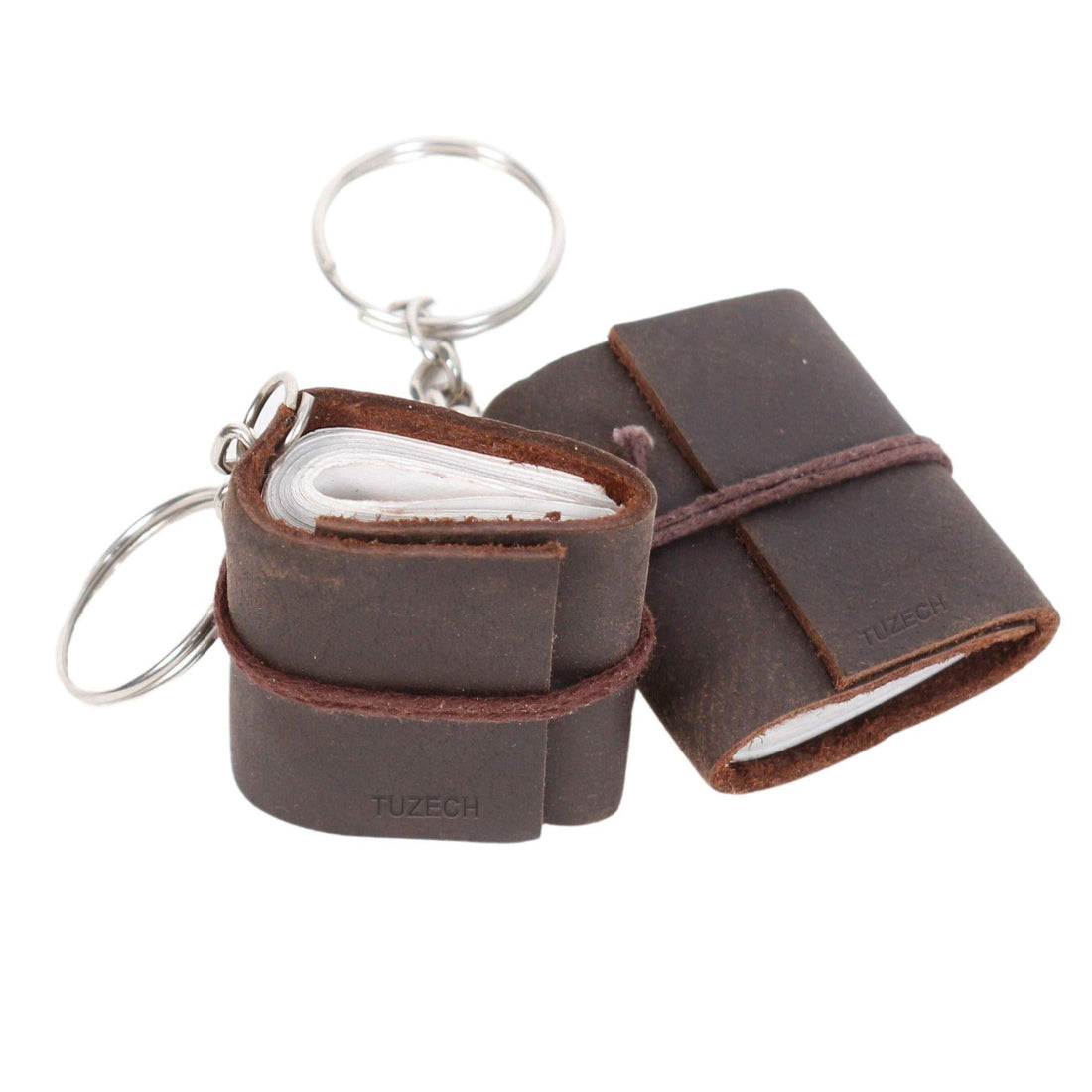 TUZECH Handmade Leather Mini Key Chain Diary Notebook Blank Unlined Diary for Office||Artist|| Architect||Restaurants Vintage Journal for Men and Women - 2 Inches (Dark Brown)-Tuzech store