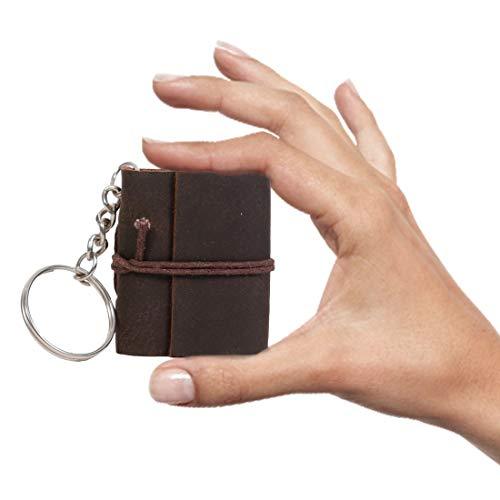 TUZECH Handmade Leather Mini Key Chain Diary Notebook Blank Unlined Diary for Office||Artist|| Architect||Restaurants Vintage Journal for Men and Women - 2 Inches (Dark Brown)-Tuzech store