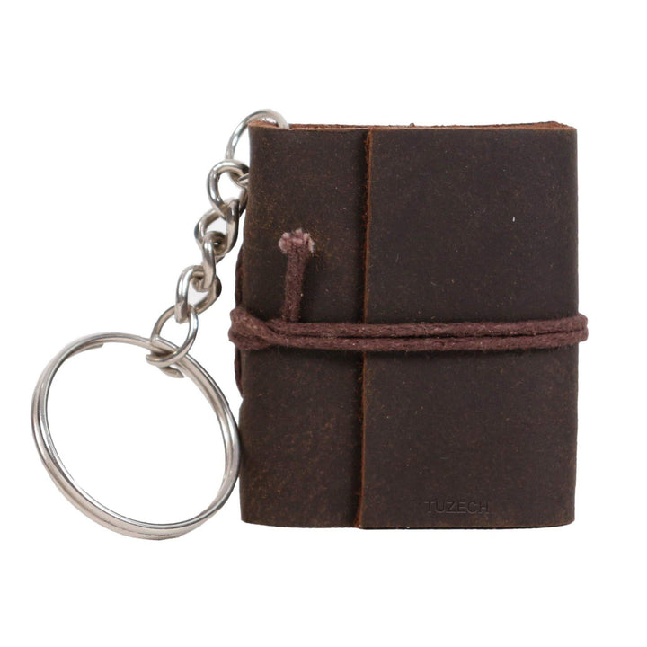 TUZECH Handmade Leather Mini Key Chain Diary Notebook Blank Unlined Diary for Office||Artist|| Architect||Restaurants Vintage Journal for Men and Women - 2 Inches (Dark Brown)-Tuzech store