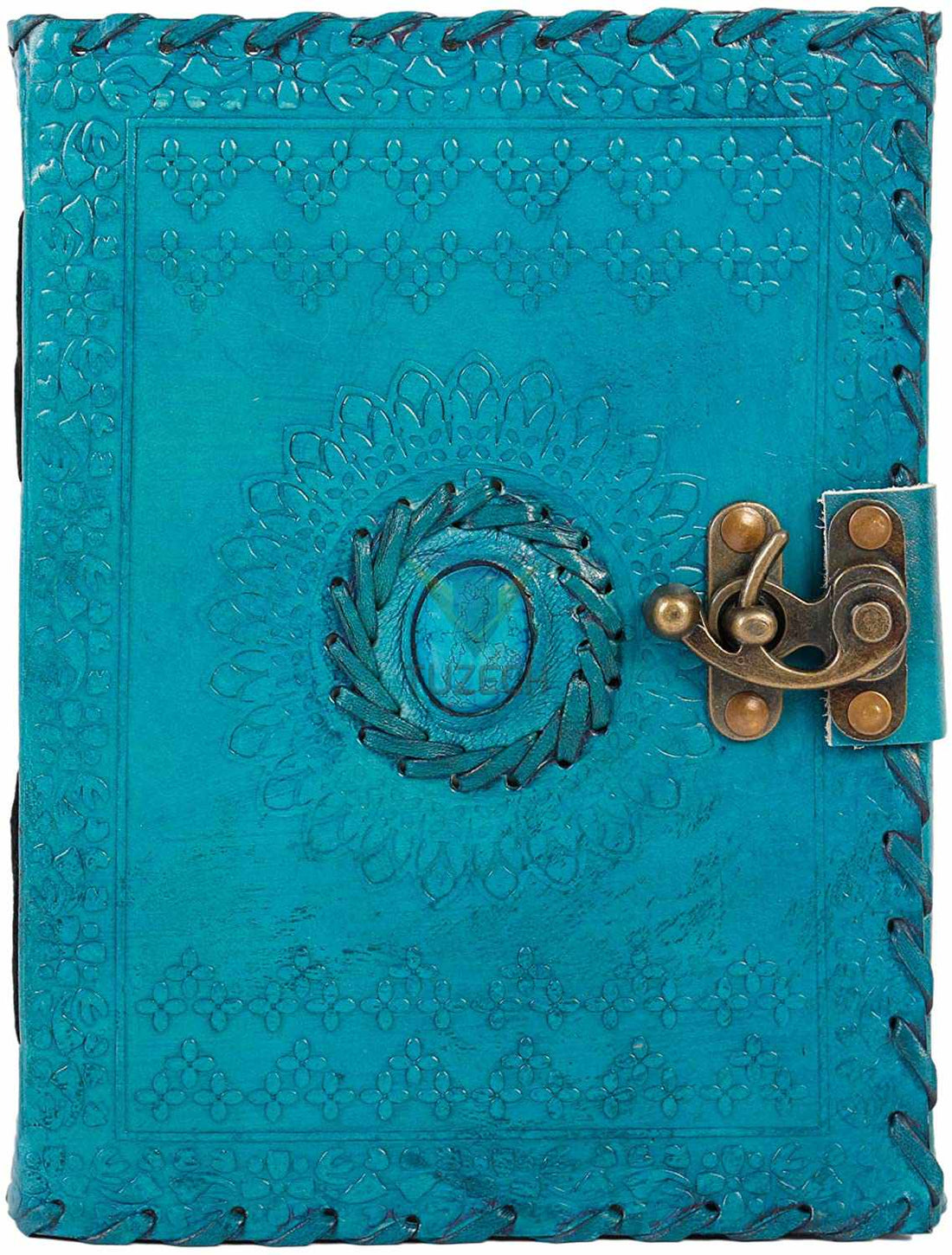 TUZECH Handmade Office Home Daily Use, Poem Writing Beautiful Pure Leather Luck Stone Bound Journal/Diary with C-Lock for Men and Women 8 Inches-Tuzech store