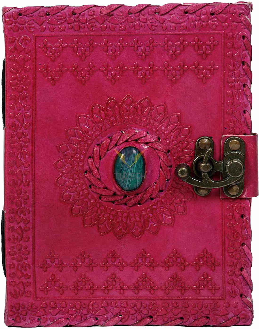 TUZECH Handmade Office Home Daily Use, Poem Writing Beautiful Pure Leather Luck Stone Bound Journal/Diary with C-Lock for Men and Women 8 Inches-Tuzech store
