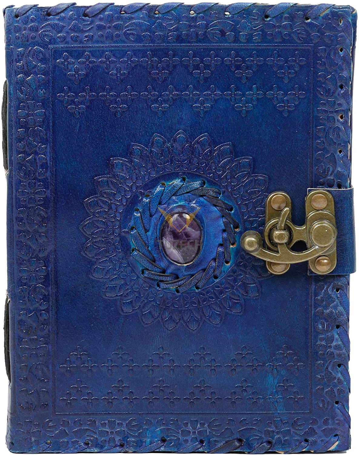 TUZECH Handmade Office Home Daily Use, Poem Writing Beautiful Pure Leather Luck Stone Bound Journal/Diary with C-Lock for Men and Women 8 Inches-Tuzech store