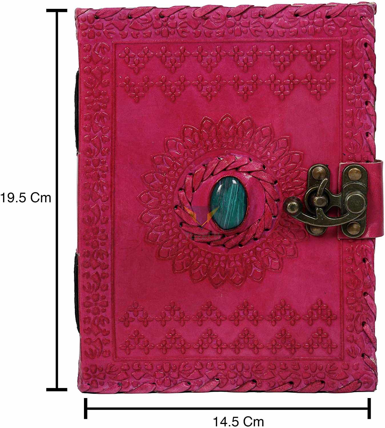 TUZECH Handmade Office Home Daily Use, Poem Writing Beautiful Pure Leather Luck Stone Bound Journal/Diary with C-Lock for Men and Women 8 Inches-Tuzech store