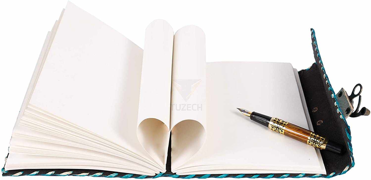 TUZECH Handmade Office Home Daily Use, Poem Writing Beautiful Pure Leather Luck Stone Bound Journal/Diary with C-Lock for Men and Women 8 Inches-Tuzech store