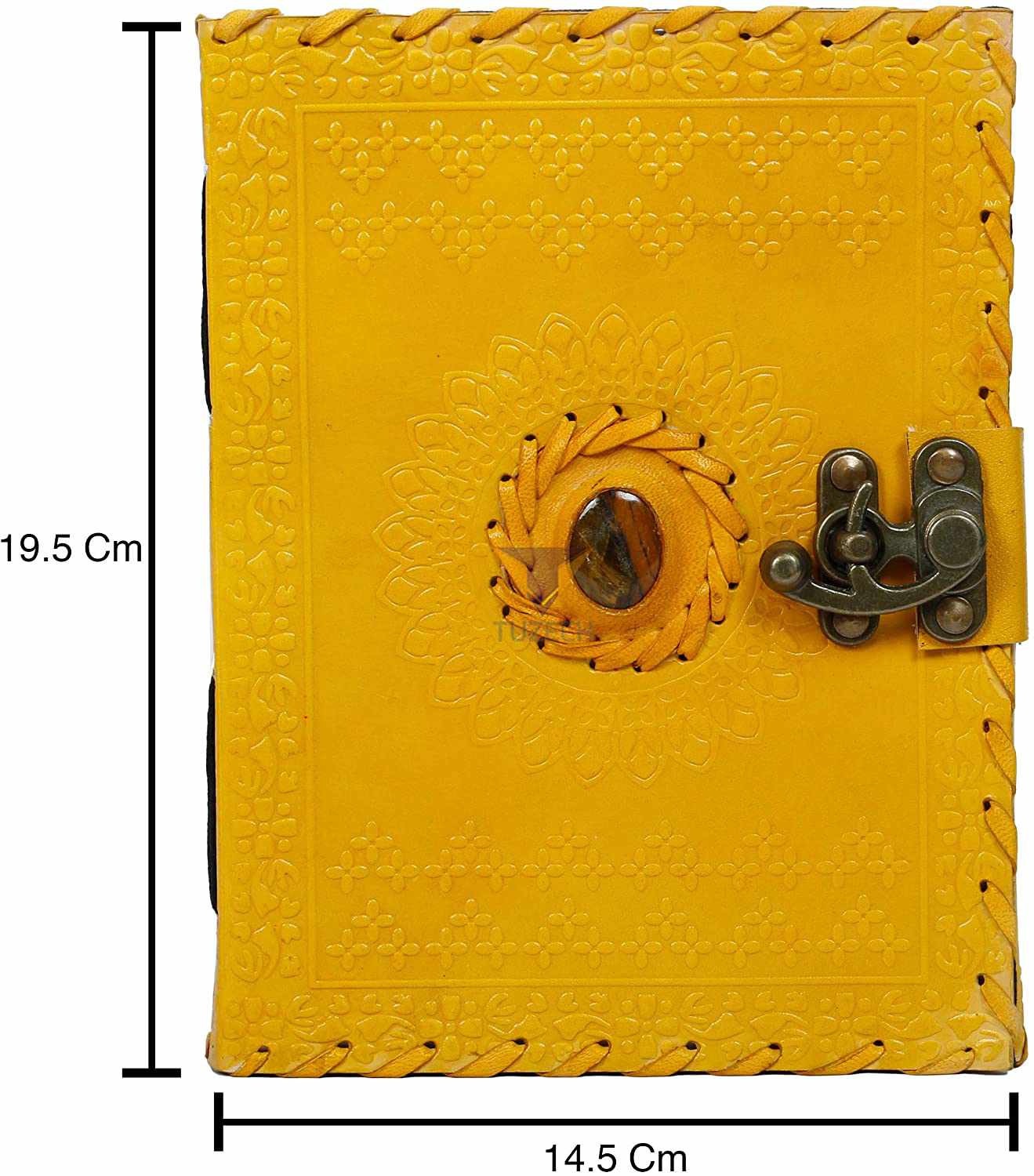 TUZECH Handmade Office Home Daily Use, Poem Writing Beautiful Pure Leather Luck Stone Bound Journal/Diary with C-Lock for Men and Women 8 Inches-Tuzech store