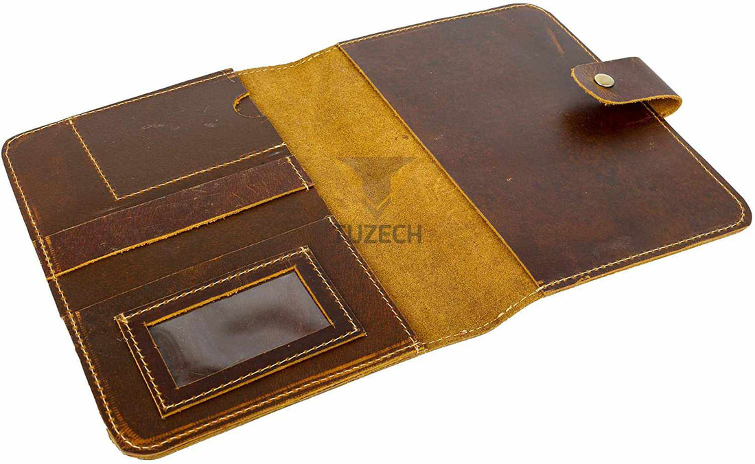 TUZECH Handmade Premium Full-Grain Refillable Leather Journal Classic Travel Leather Diary Cover for Men Women (Only Leather Cover) 9.85X7.5 inches (Brown)-Tuzech store