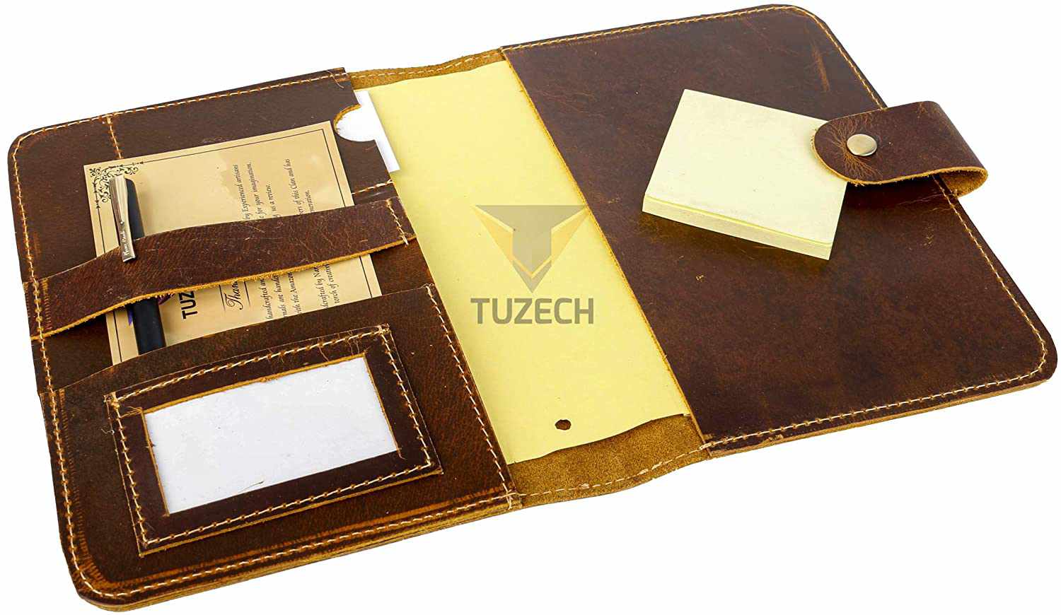TUZECH Handmade Premium Full-Grain Refillable Leather Journal Classic Travel Leather Diary Cover for Men Women (Only Leather Cover) 9.85X7.5 inches (Brown)-Tuzech store