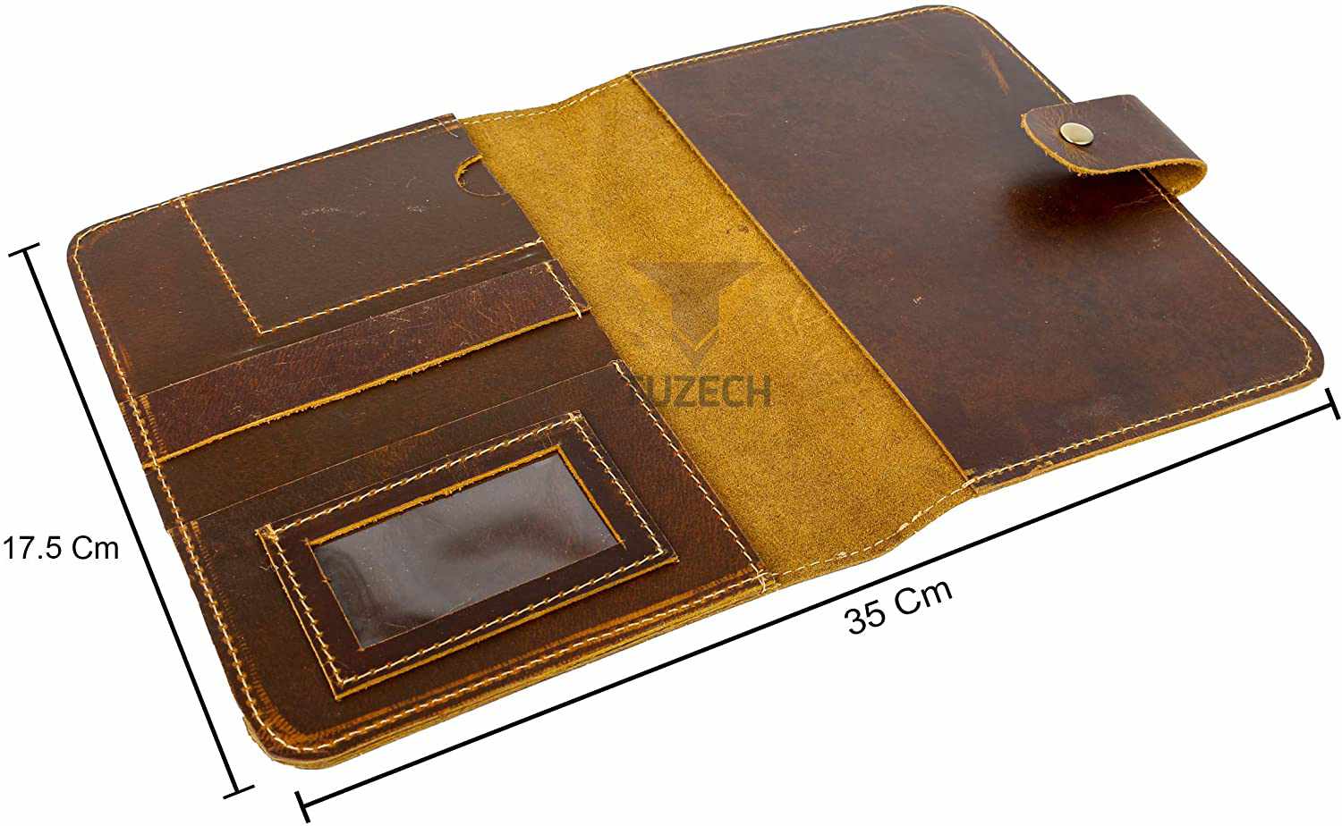 TUZECH Handmade Premium Full-Grain Refillable Leather Journal Classic Travel Leather Diary Cover for Men Women (Only Leather Cover) 9.85X7.5 inches (Brown)-Tuzech store