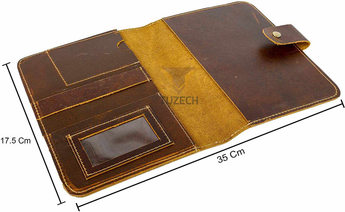TUZECH Handmade Premium Full-Grain Refillable Leather Journal Classic Travel Leather Diary Cover for Men Women (Only Leather Cover) 9.85X7.5 inches (Brown)-Tuzech store