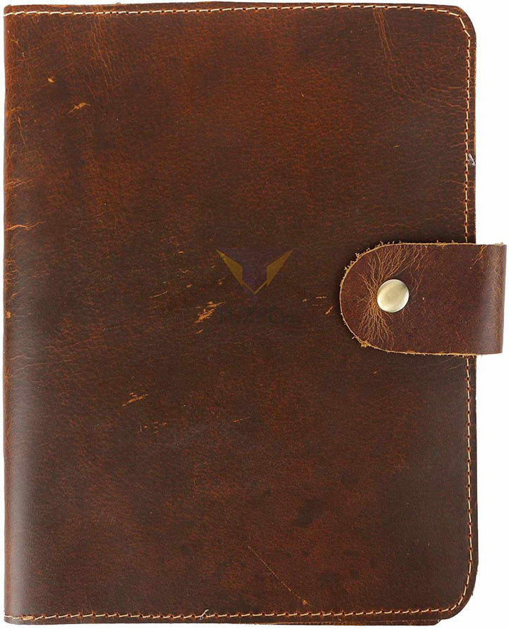 TUZECH Handmade Premium Full-Grain Refillable Leather Journal Classic Travel Leather Diary Cover for Men Women (Only Leather Cover) 9.85X7.5 inches (Brown)-Tuzech store