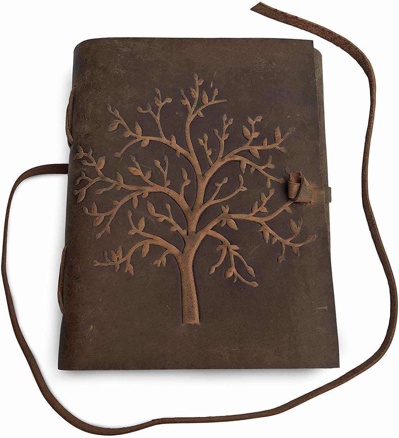 TUZECH Leather Journal Tree of Life - Writing Notebook Handmade Leather Bound Daily Notepads for Men & Women Blank Paper Large - Gift for Art Sketchbook, Travel Diary (7 x 5 Inches)-Tuzech store