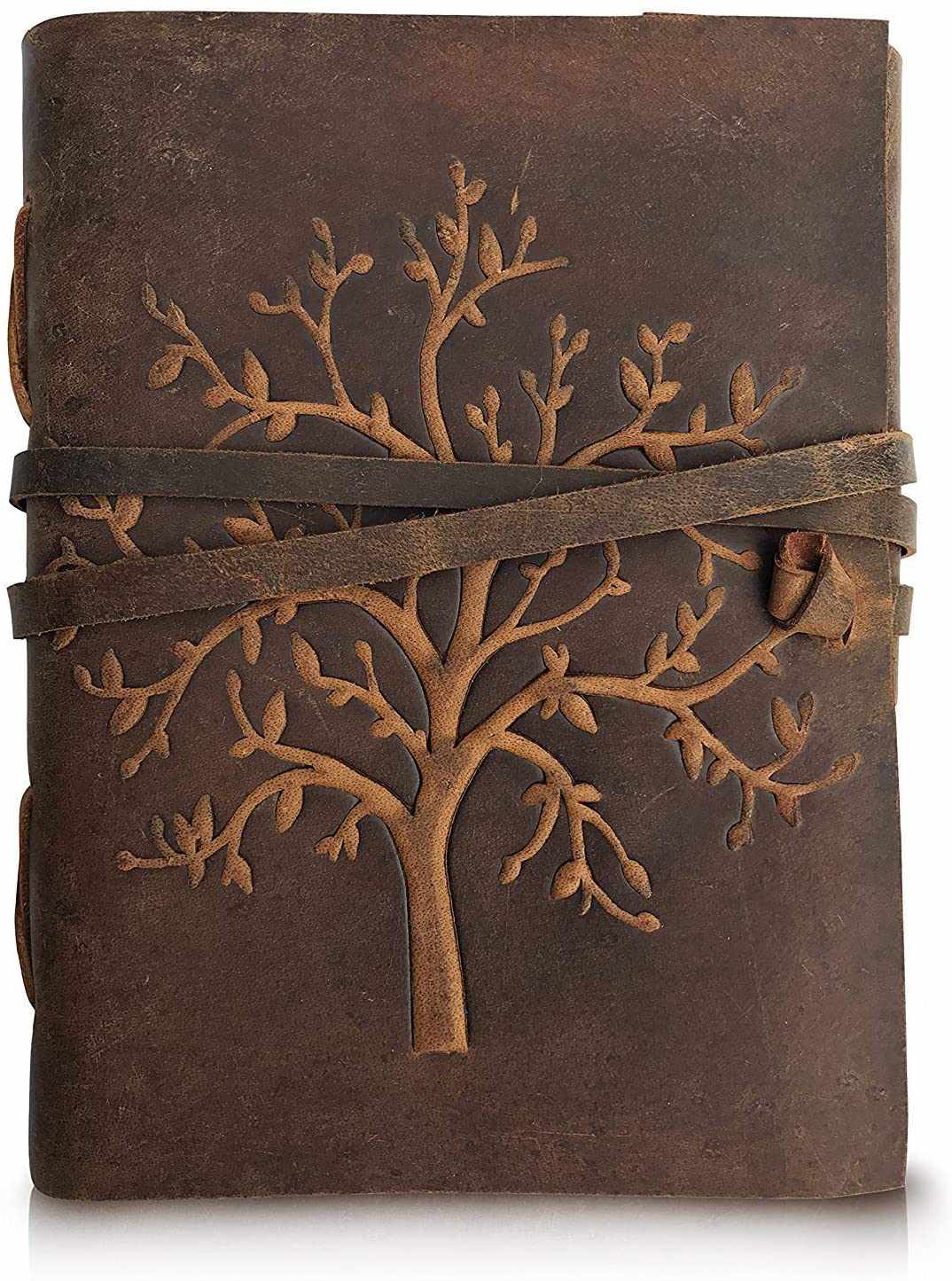 TUZECH Leather Journal Tree of Life - Writing Notebook Handmade Leather Bound Daily Notepads for Men & Women Blank Paper Large - Gift for Art Sketchbook, Travel Diary (7 x 5 Inches)-Tuzech store