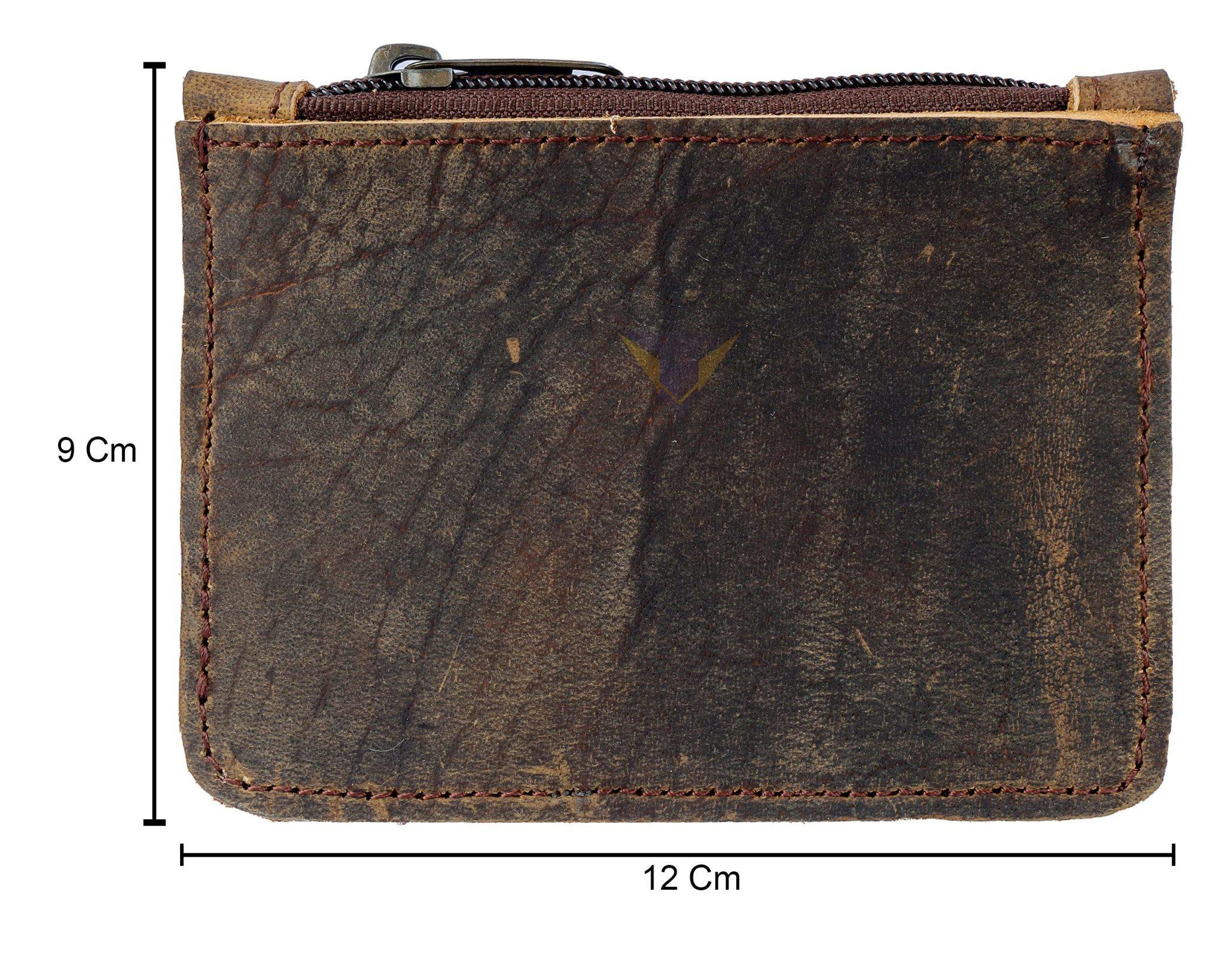 TUZECH Leather Zippered Wallet, Holds up to 6 Cards Plus Folded Bills & Coins, Money Organizer, Travel Pouch, Everyday Accessories, Handmade Brown Color (9x12 cm)-Tuzech store