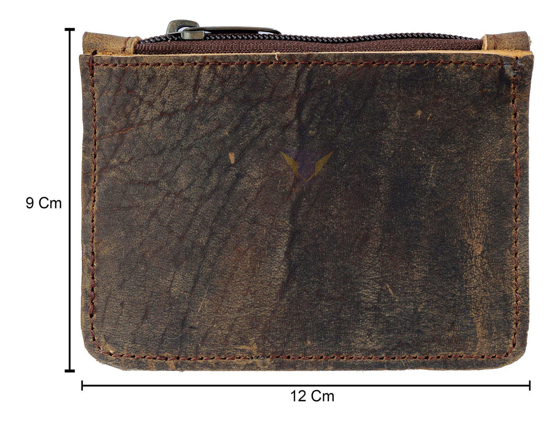 TUZECH Leather Zippered Wallet, Holds up to 6 Cards Plus Folded Bills & Coins, Money Organizer, Travel Pouch, Everyday Accessories, Handmade Brown Color (9x12 cm)-Tuzech store