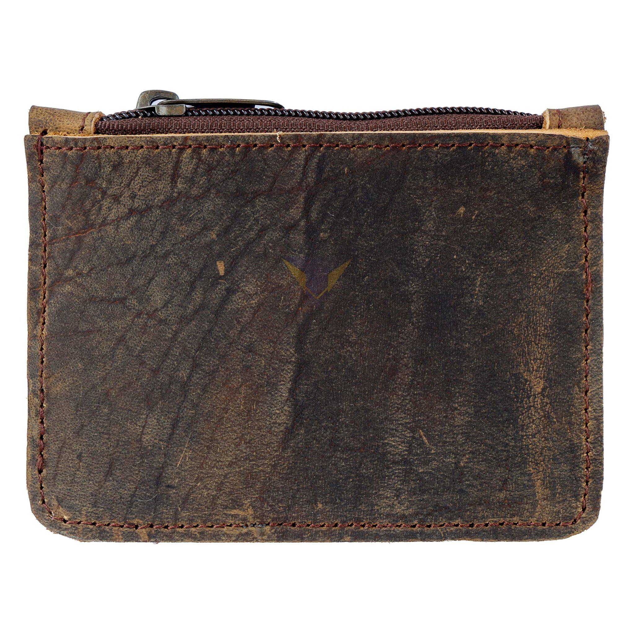 TUZECH Leather Zippered Wallet, Holds up to 6 Cards Plus Folded Bills & Coins, Money Organizer, Travel Pouch, Everyday Accessories, Handmade Brown Color (9x12 cm)-Tuzech store