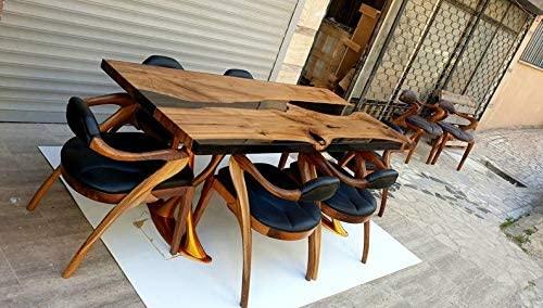 TUZECH Live Edge Dining Table,Epoxy Table,Resin River Table,Live Edge Table,Dining Room Table,Live Edge Wood Slab,Resin Dining Table Wood (70x34 Inches)-Tuzech store
