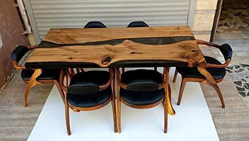 TUZECH Live Edge Dining Table,Epoxy Table,Resin River Table,Live Edge Table,Dining Room Table,Live Edge Wood Slab,Resin Dining Table Wood (70x34 Inches)-Tuzech store