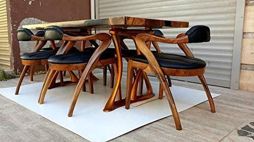 TUZECH Live Edge Dining Table,Epoxy Table,Resin River Table,Live Edge Table,Dining Room Table,Live Edge Wood Slab,Resin Dining Table Wood (70x34 Inches)-Tuzech store