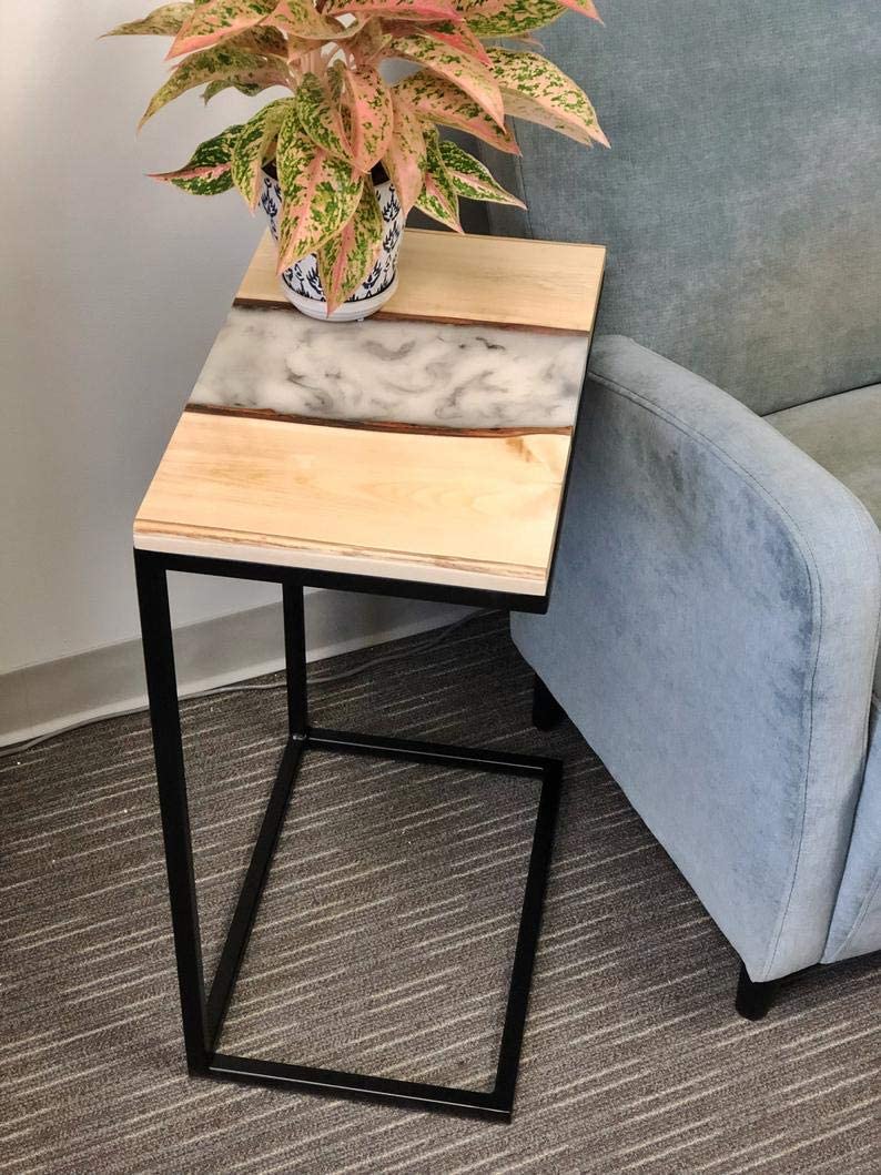 TUZECH Live Edge Resin Marble Coffee & Side Table Set (24x18x16 Inches)-Tuzech store