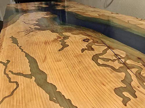 TUZECH Live Edge Resin River Dining Table Beautiful Handmade Live Edge Walnut Coffee Table, Kitchen, Dining Table (96 x 48 x 30 Inches)-Tuzech store