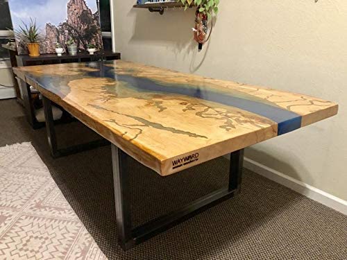 TUZECH Live Edge Resin River Dining Table Beautiful Handmade Live Edge Walnut Coffee Table, Kitchen, Dining Table (96 x 48 x 30 Inches)-Tuzech store