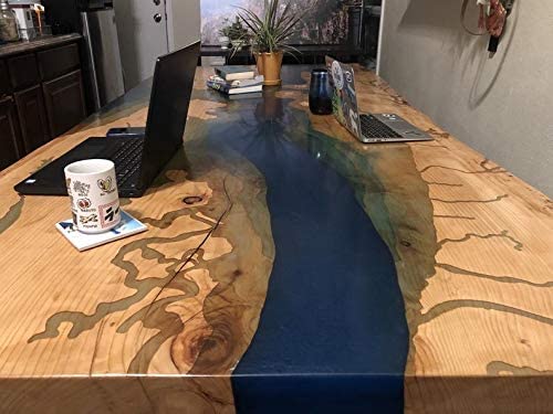 TUZECH Live Edge Resin River Dining Table Beautiful Handmade Live Edge Walnut Coffee Table, Kitchen, Dining Table (96 x 48 x 30 Inches)-Tuzech store