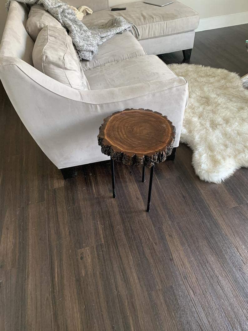 TUZECH Live Edge Round end Table Beautiful Handmade Live Edge Walnut Coffee Table, Kitchen, Dining Table, Walnut Dine Table (22.5X16X2.25 Inches)-Tuzech store