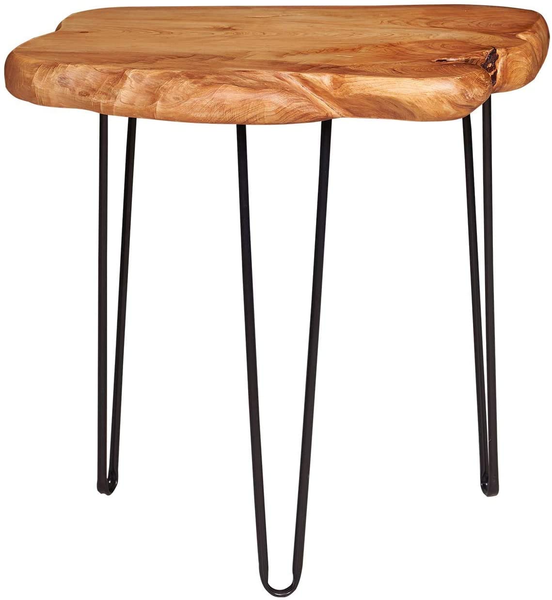 TUZECH Natural Edge Side Table, Live Edge End Table with 3 Hairpin Legs, Nightstand Plant Stand for Bedroom and Living Room(19" L x 16" W x 20" H)-Tuzech store