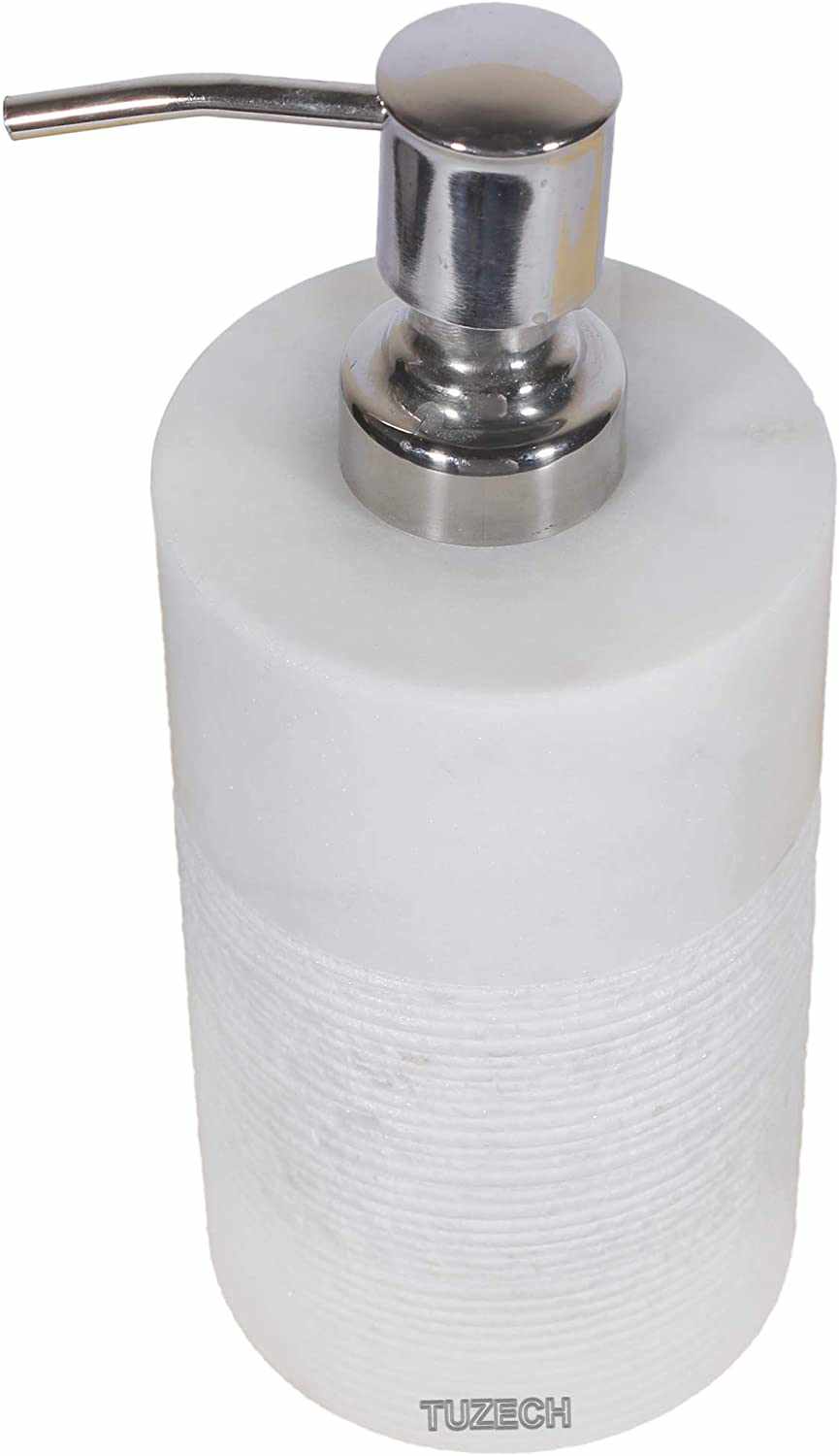 TUZECH Natural Marble Liquid Soap sanitizer Dispenser/Marble Shower Lotion Dispenser/Gel/Liquid Shampoo Dispenser Made of Genuine Indian Marble in White Color - Luxury Bathroom Accessories Bath Set-Tuzech store
