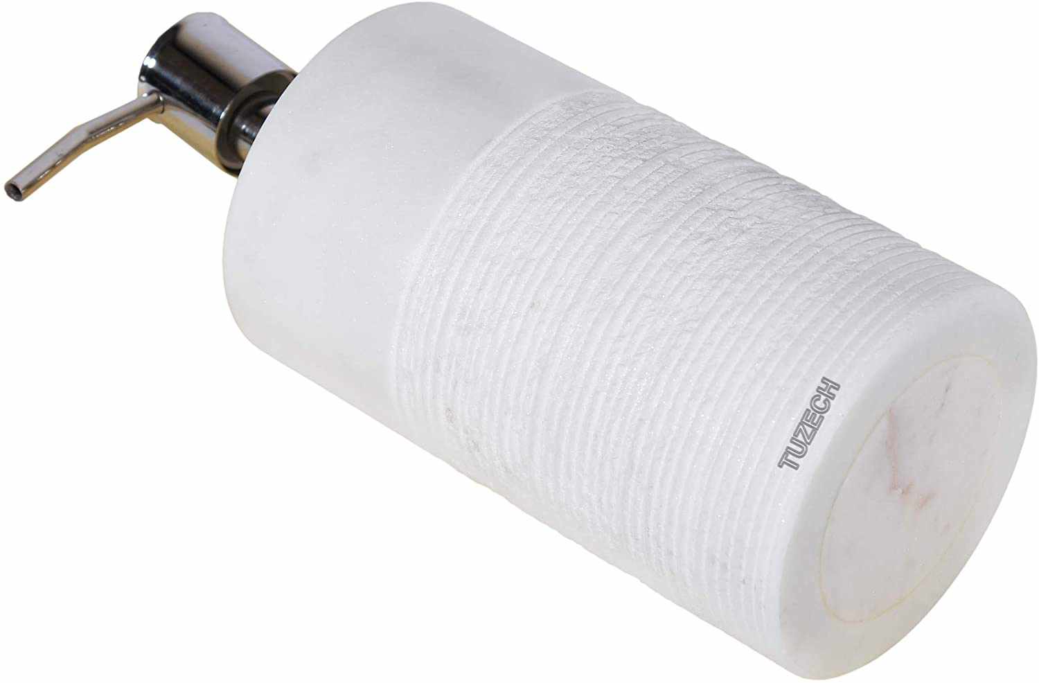 TUZECH Natural Marble Liquid Soap sanitizer Dispenser/Marble Shower Lotion Dispenser/Gel/Liquid Shampoo Dispenser Made of Genuine Indian Marble in White Color - Luxury Bathroom Accessories Bath Set-Tuzech store