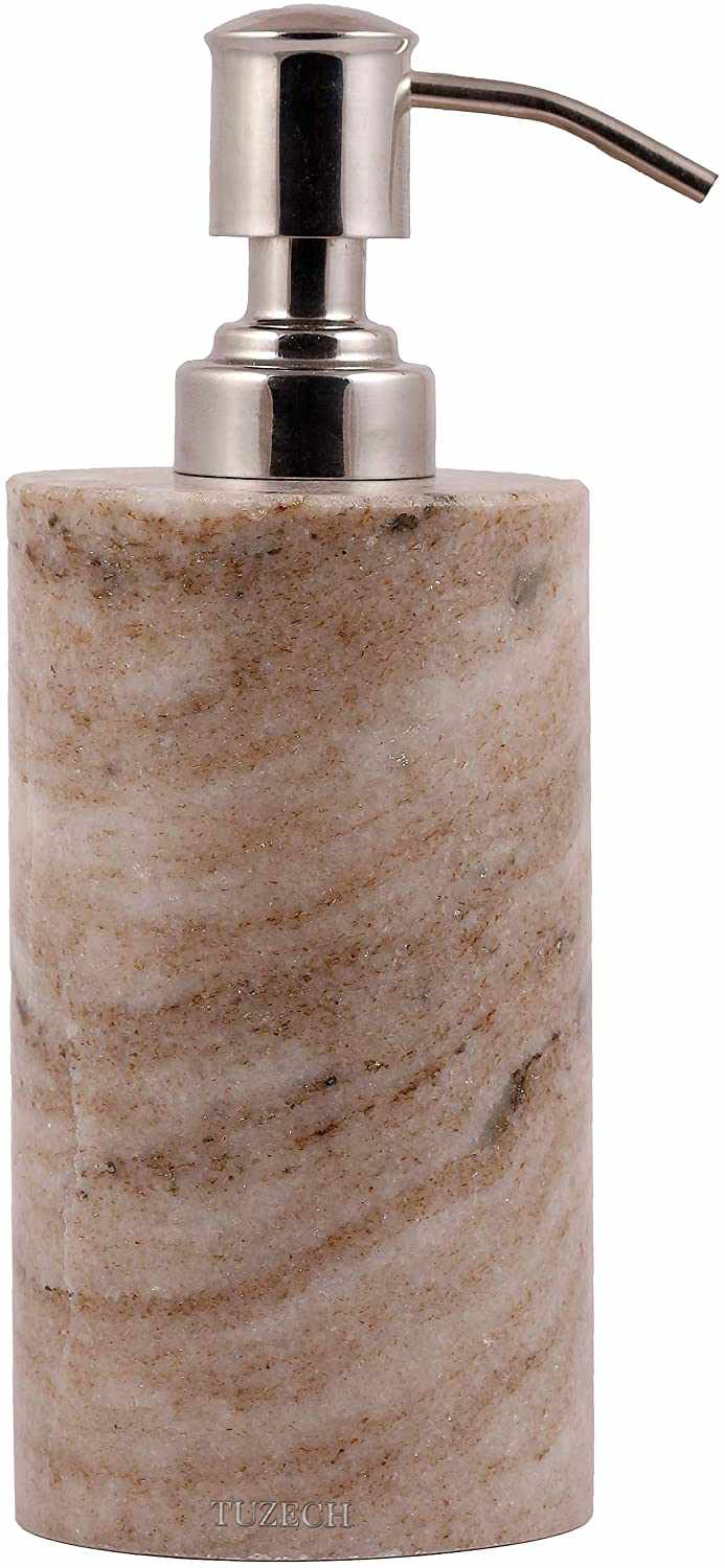 TUZECH Natural Marble Liquid Soap sanitizer Dispenser/Marble Shower Lotion Dispenser/Gel/Liquid Shampoo Lotion Dispenser Made of Genuine Indian Marble Home Décor Bathroom & Kitchen-Tuzech store