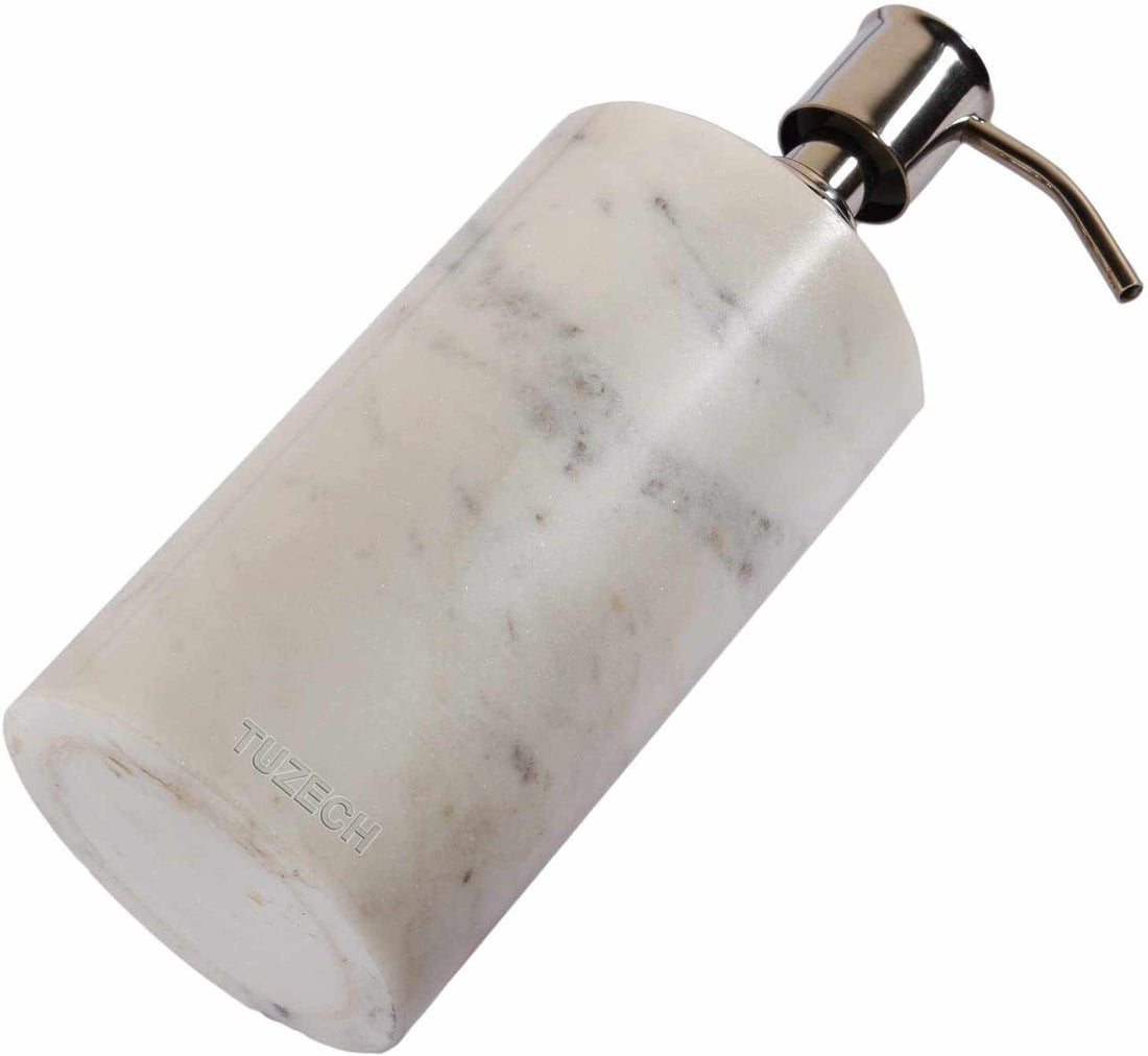TUZECH Natural Marble Liquid Soap sanitizer Dispenser/Marble Shower Lotion Dispenser/Gel/Liquid Shampoo Lotion Dispenser Made of Genuine Indian Marble Home Décor Bathroom & Kitchen-Tuzech store