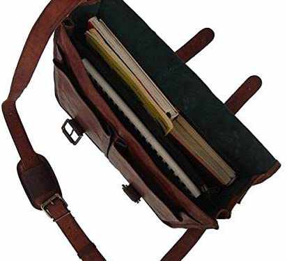 TUZECH Pure Leather Bag Unisex Office Formal Travel Brown Laptop Messenger Bag - Fits Laptop (11 Inches)-Tuzech store