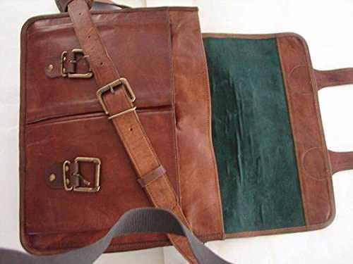 TUZECH Pure Leather Bag Unisex Office Formal Travel Brown Laptop Messenger Bag - Fits Laptop (11 Inches)-Tuzech store