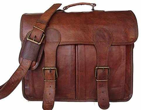 TUZECH Pure Leather Bag Unisex Office Formal Travel Brown Laptop Messenger Bag - Fits Laptop (11 Inches)-Tuzech store