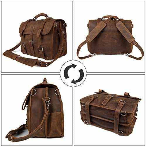 TUZECH Retro Vintage Full Grain Handmade Leather office Briefcase Shoulder Messenger Bag Fit for Man & Women-Tuzech store