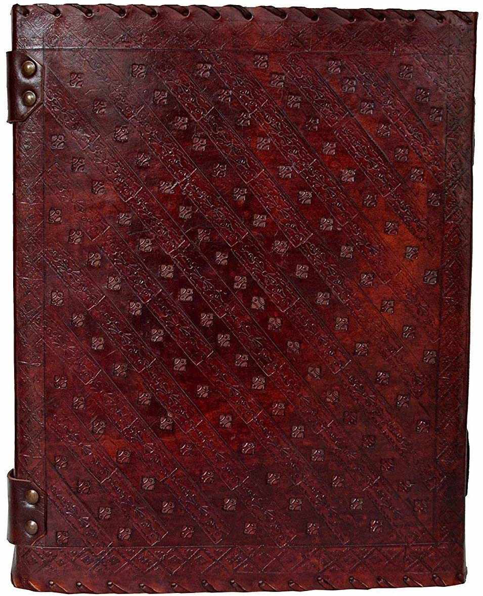 TUZECH Seven Chakra Medieval Stone Embossed Handmade Jumbo Leather Journal Book of Shadows Notebook Office Diary College Poetry Sketch 18 Inches-Tuzech store