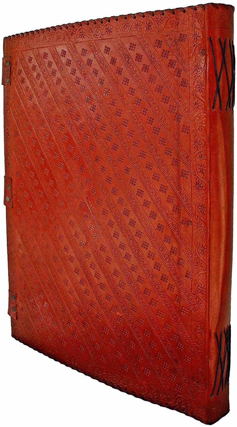 TUZECH Seven Chakra Medieval Stone Embossed Handmade Jumbo Leather Journal Book of Shadows Notebook Office Diary College Poetry Sketch 22 Inches-Tuzech store