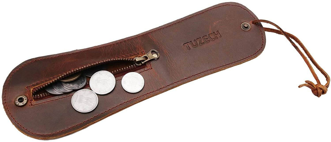 TUZECH Thick Leather Slapjack Vintage Coin Purse/Slap Polish Sap Wallet Handmade Mini Leather Coin Purse Outdoor Men EDC Self-Defense Multi-Tool Bourbon Brown (Small)-Tuzech store