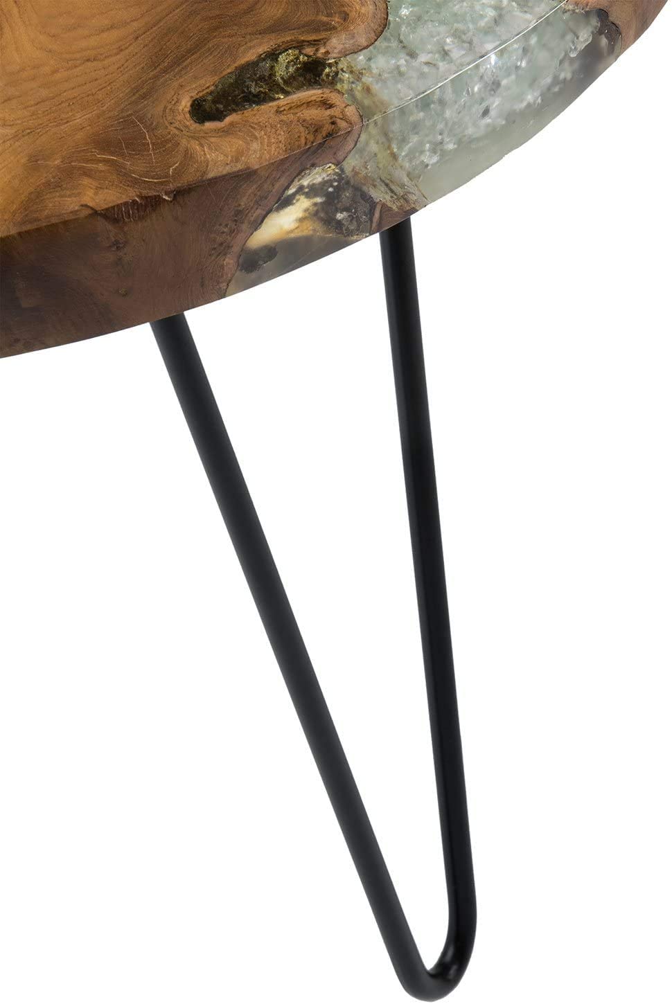 TUZECH Wooden Edge End Table, Rustic Old Round Wood Side Table Nightstand Accent Table with Hairpin Legs (22x22x19 Inches)-Tuzech store