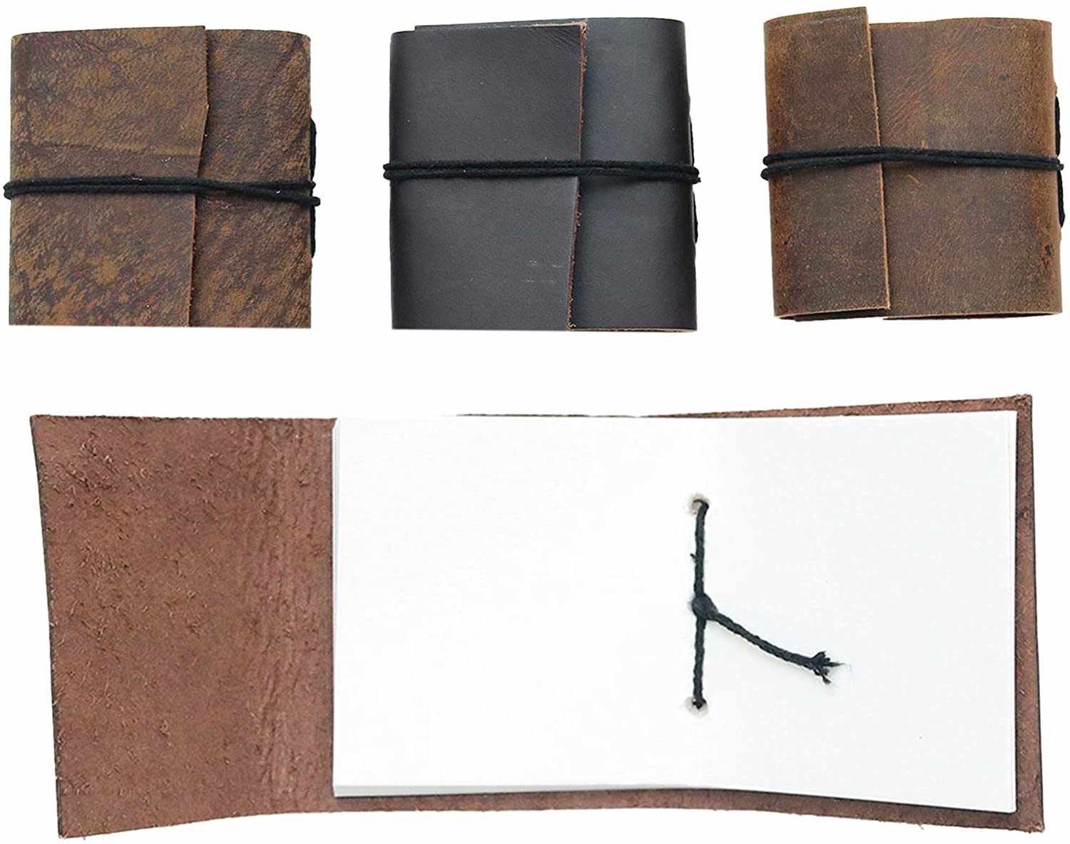 Tuzech Handmade Leather Set of 4 Mini Scrapbook Notebook Diary Blank Unlined Diary For Office||Artist|| Architect||Restaurants Vintage Journal for Men and Women-Tuzech store