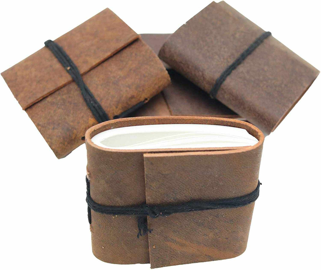 Tuzech Handmade Leather Set of 4 Mini Scrapbook Notebook Diary Blank Unlined Diary For Office||Artist|| Architect||Restaurants Vintage Journal for Men and Women-Tuzech store