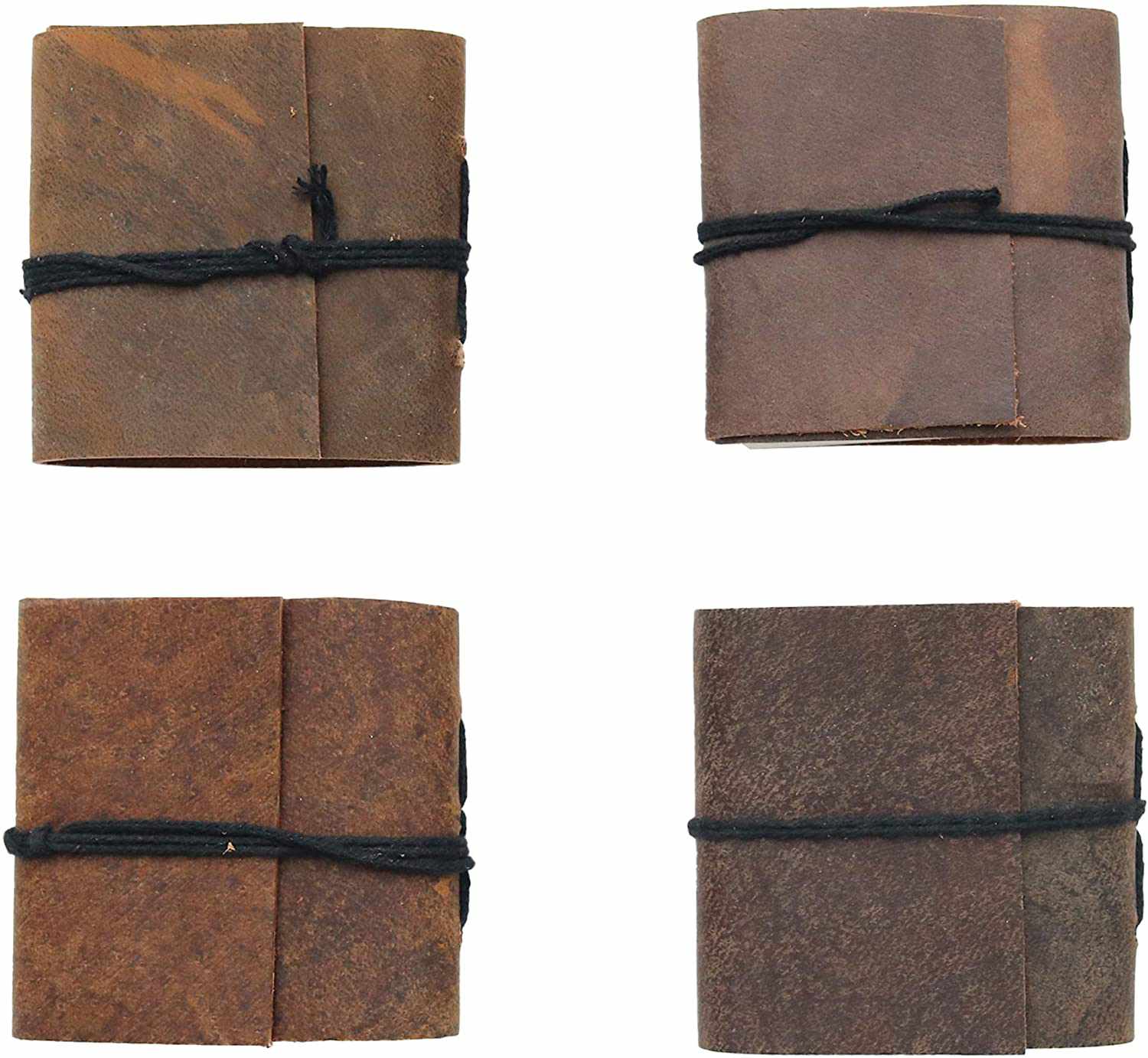 Tuzech Handmade Leather Set of 4 Mini Scrapbook Notebook Diary Blank Unlined Diary For Office||Artist|| Architect||Restaurants Vintage Journal for Men and Women-Tuzech store