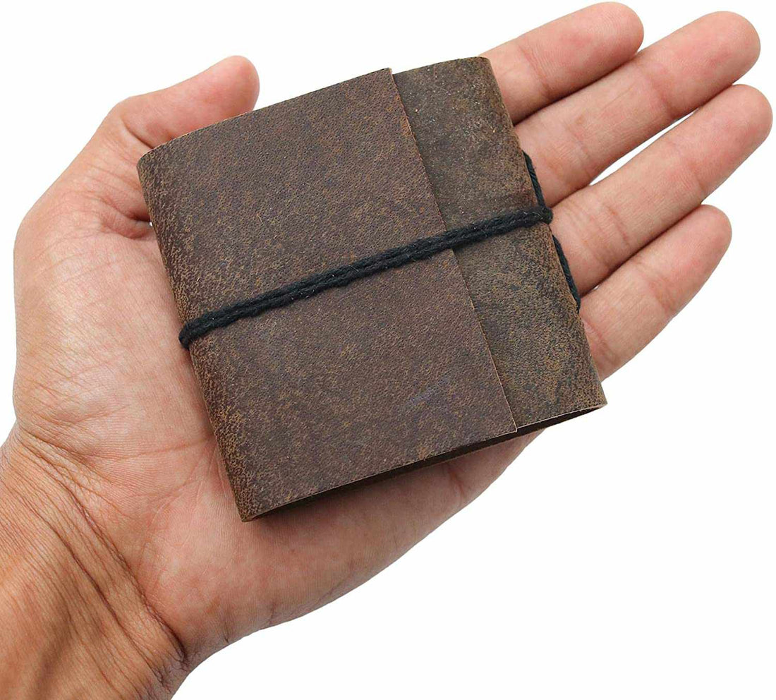 Tuzech Handmade Leather Set of 4 Mini Scrapbook Notebook Diary Blank Unlined Diary For Office||Artist|| Architect||Restaurants Vintage Journal for Men and Women-Tuzech store