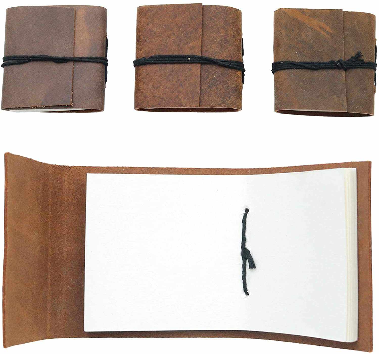 Tuzech Handmade Leather Set of 4 Mini Scrapbook Notebook Diary Blank Unlined Diary For Office||Artist|| Architect||Restaurants Vintage Journal for Men and Women-Tuzech store