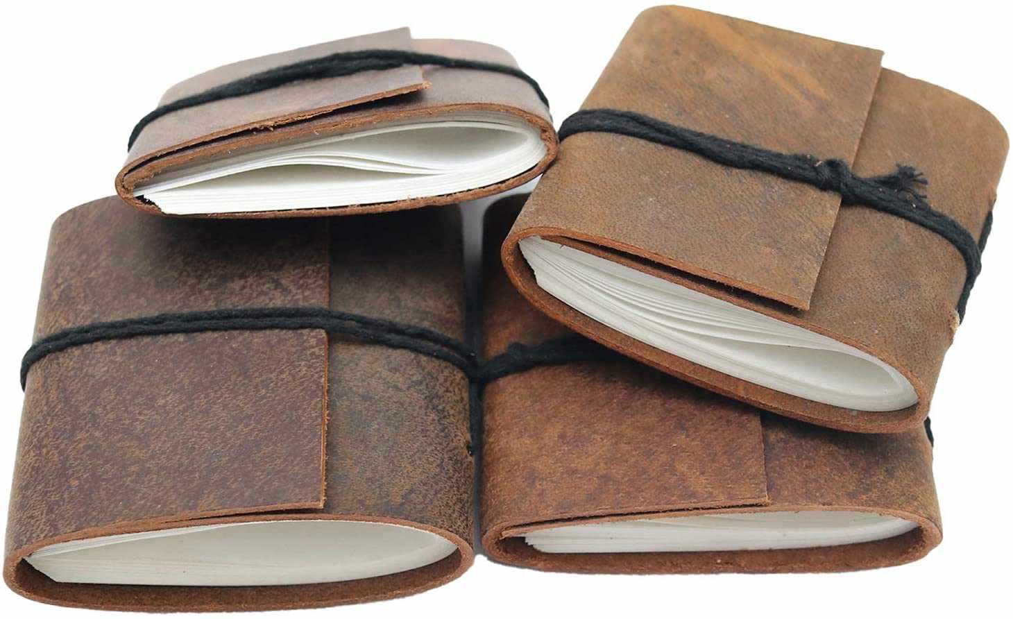 Tuzech Handmade Leather Set of 4 Mini Scrapbook Notebook Diary Blank Unlined Diary For Office||Artist|| Architect||Restaurants Vintage Journal for Men and Women-Tuzech store
