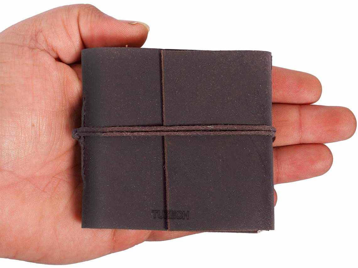 Tuzech Handmade Leather Set of 4 Mini Scrapbook Notebook Diary Blank Unlined Diary For Office||Artist|| Architect||Restaurants Vintage Journal for Men and Women-Tuzech store