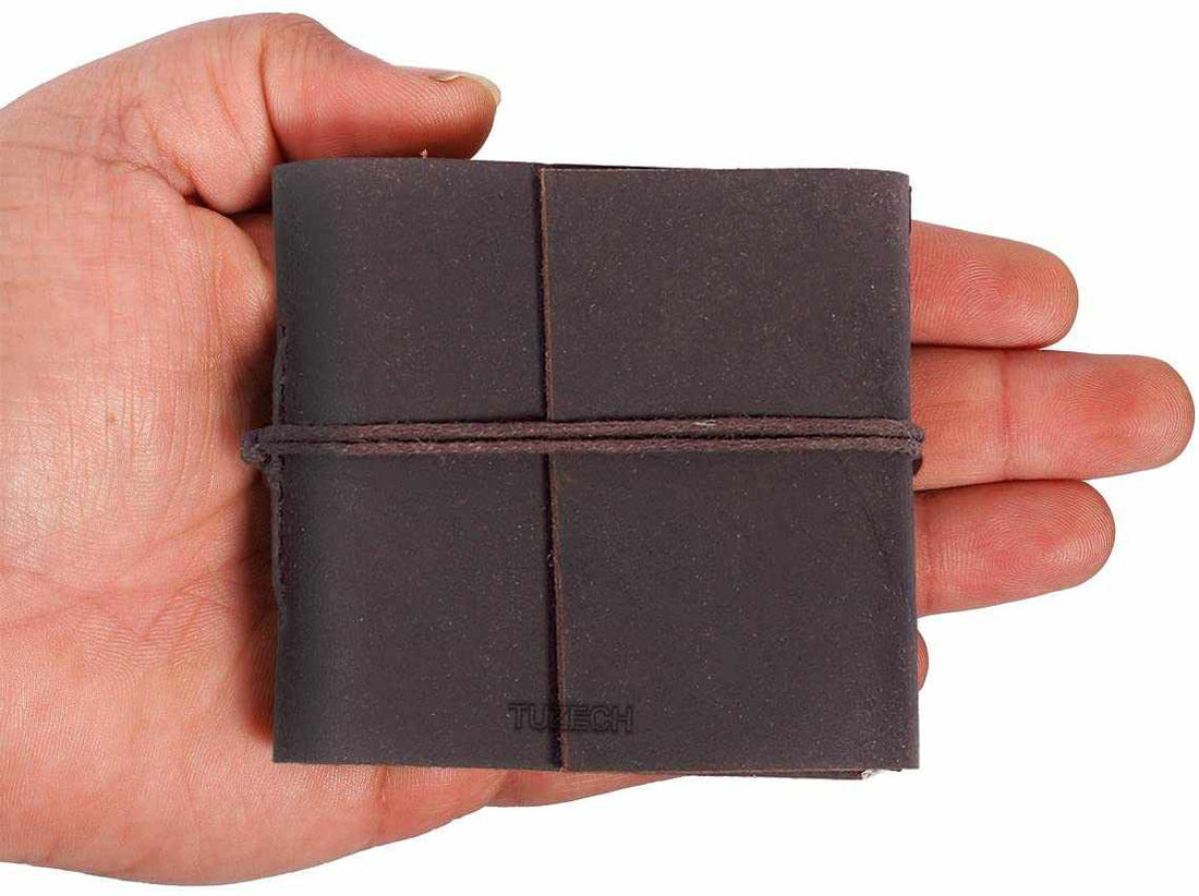 Tuzech Handmade Leather Set of 4 Mini Scrapbook Notebook Diary Blank Unlined Diary For Office||Artist|| Architect||Restaurants Vintage Journal for Men and Women-Tuzech store