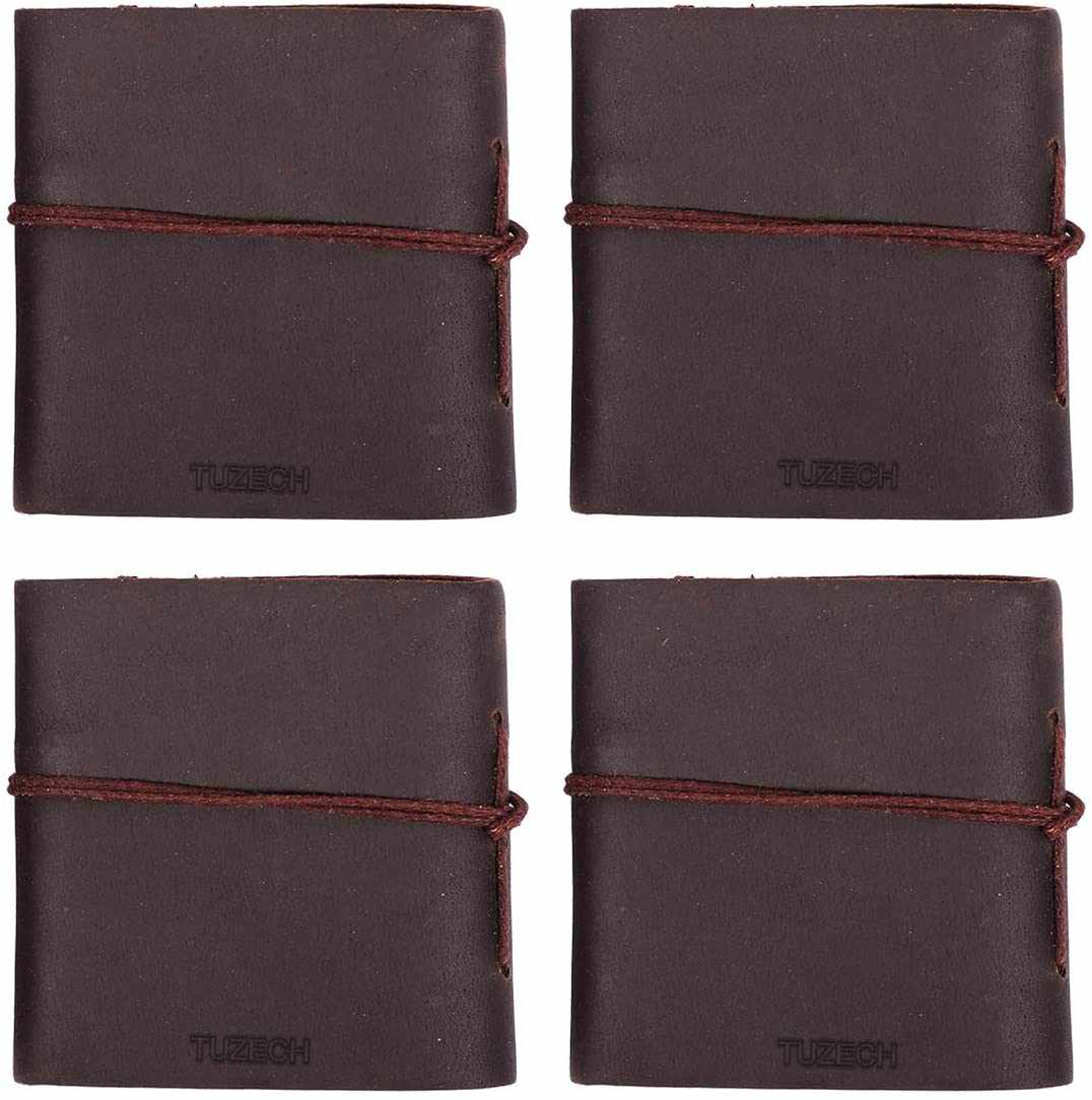 Tuzech Handmade Leather Set of 4 Mini Scrapbook Notebook Diary Blank Unlined Diary For Office||Artist|| Architect||Restaurants Vintage Journal for Men and Women-Tuzech store