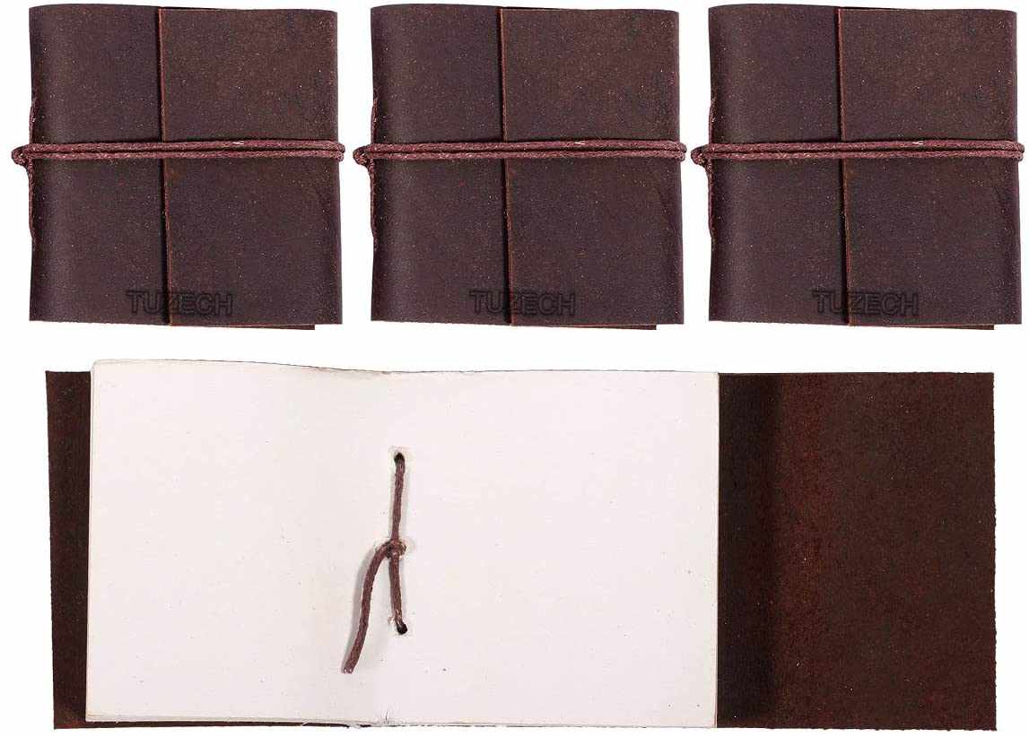 Tuzech Handmade Leather Set of 4 Mini Scrapbook Notebook Diary Blank Unlined Diary For Office||Artist|| Architect||Restaurants Vintage Journal for Men and Women-Tuzech store